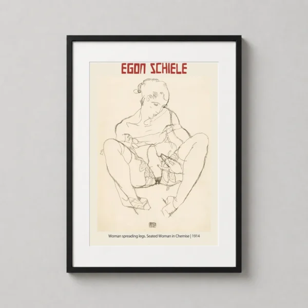 Egon Schiele Seated Woman in Chemise 1914 Expressionist Art Print