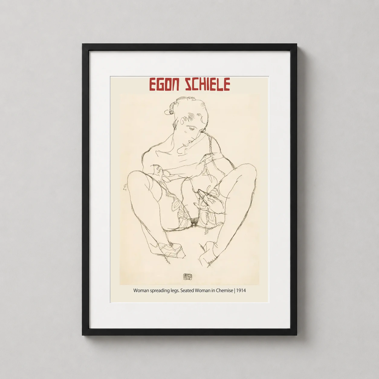 Egon Schiele Seated Woman — raw charcoal-style sketch by Egon Schiele from 1914 depicting a seated