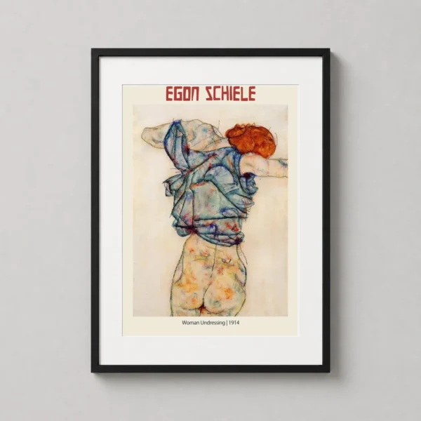 Egon Schiele Woman Undressing 1914 Expressionist Art Print