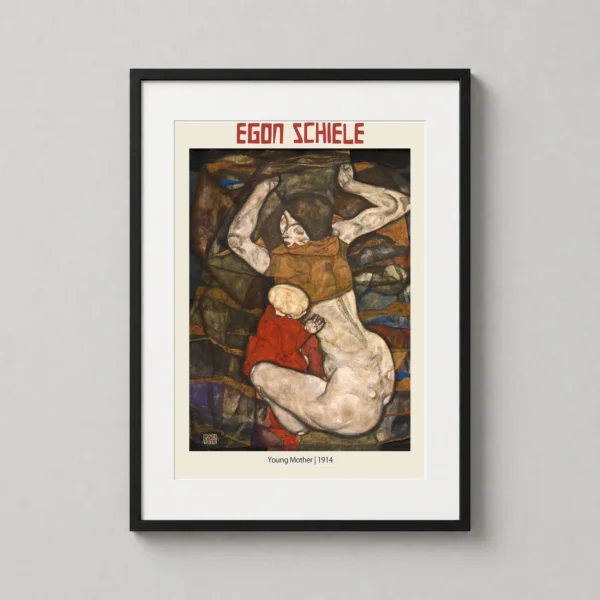 Egon Schiele, Young Mother (1914) Expressionist Fine Art Print