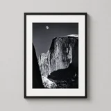Ansel Adams Moon and Half Dome Yosemite National Park Photography Print
