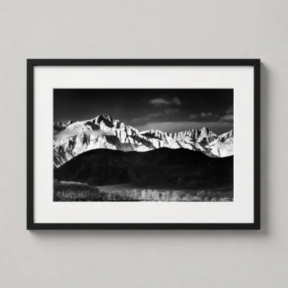 MerchFuse Ansel Adams Sierra Nevada – Black-and-White Landscape photography print with black-and-white character