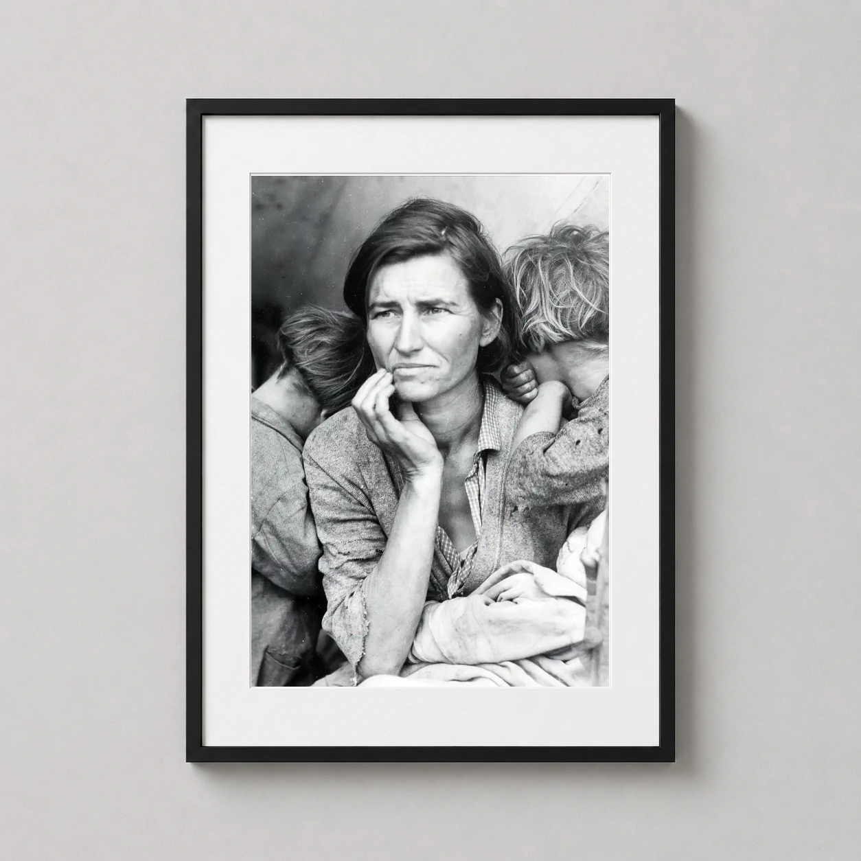 Dorothea Lange — black and white photograph of Florence Owens Thompson and her children