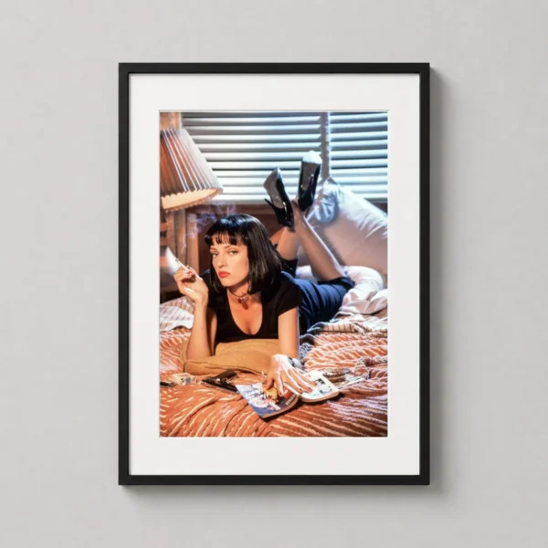 Pulp Fiction Mia Wallace Smoking on Bed Scene Movie Poster