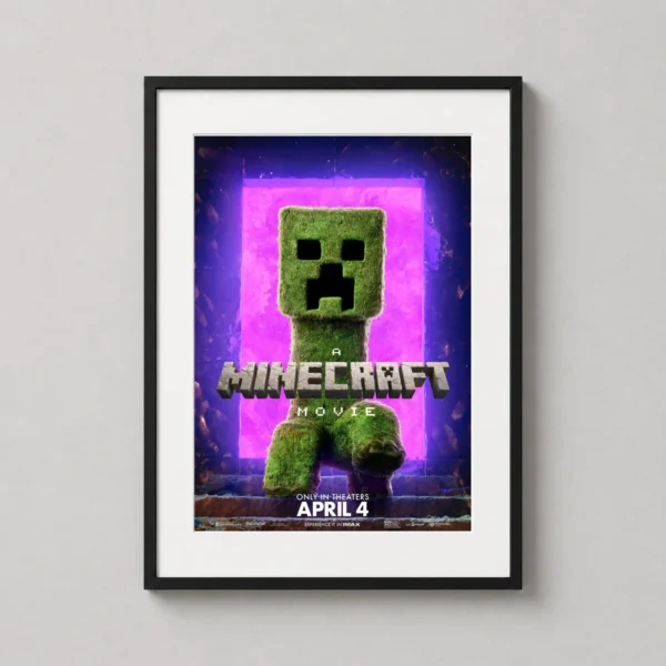 Minecraft Movie Creeper and Nether Portal Cinematic Movie Poster