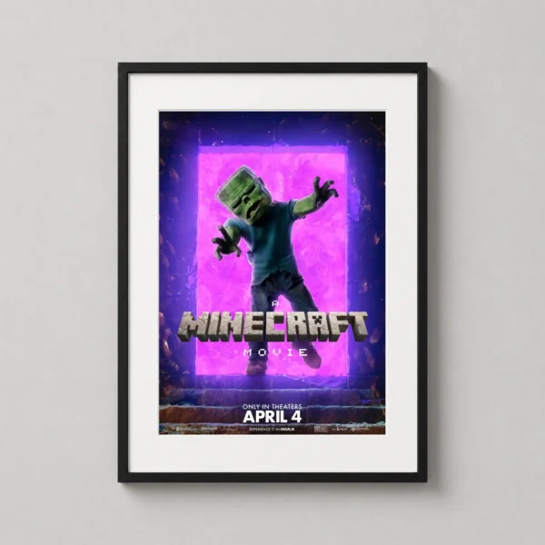 A Minecraft Movie Zombie Emerging from Nether Portal Movie Poster