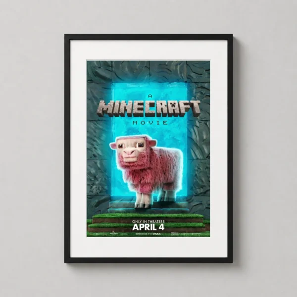 Minecraft Movie Pink Sheep Live Action 2025 Movie Poster