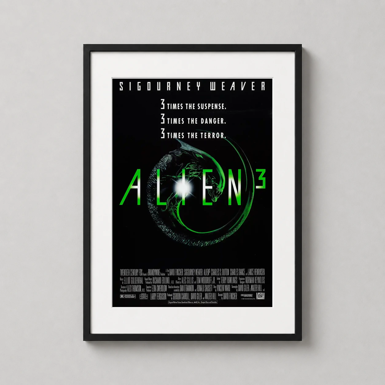 Alien 3 Xenomorph Curve — this black and neon green poster features the glistening Xenomorph