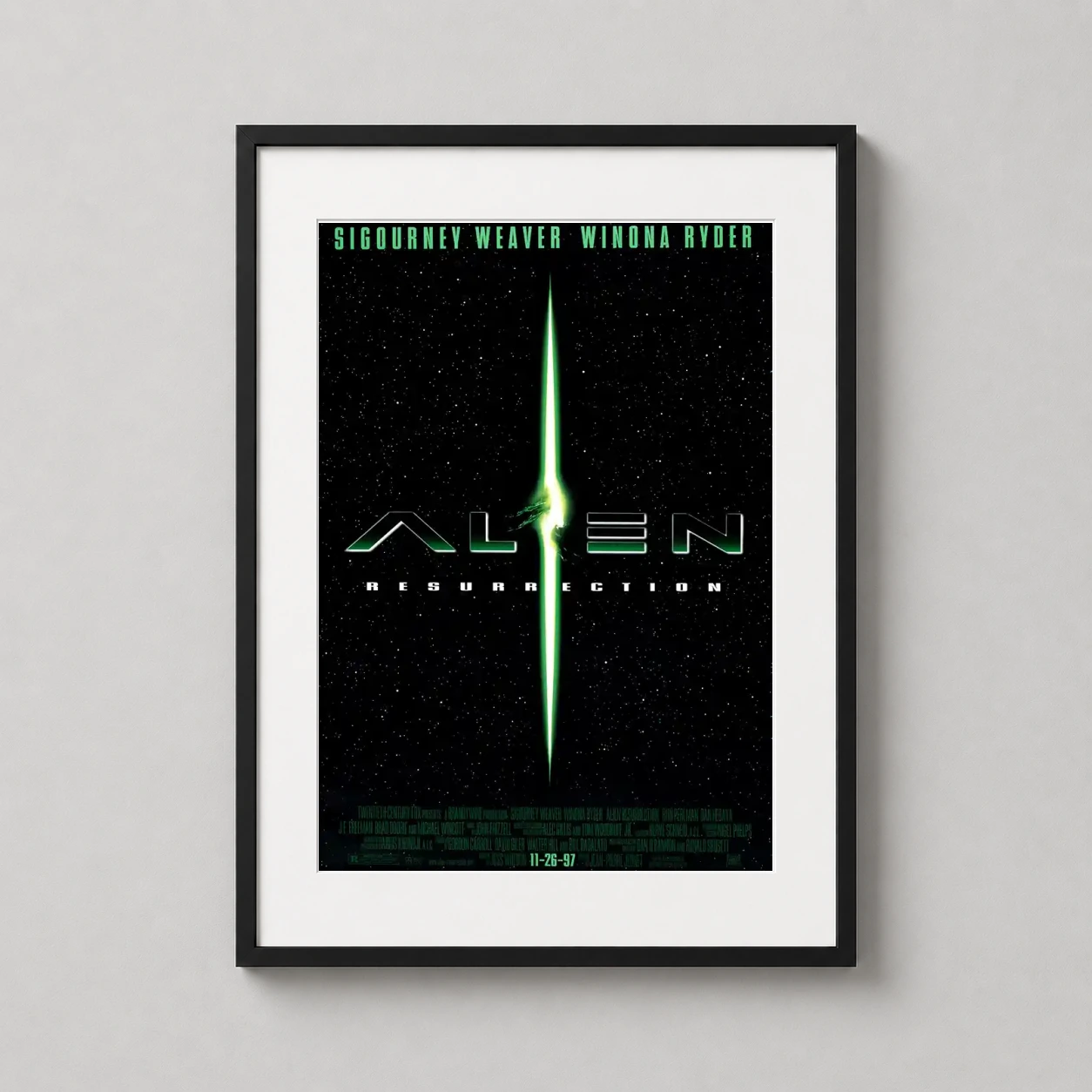 Alien Resurrection 1997 Original Green Light — this Alien Resurrection poster features the 1997 theatrical design with