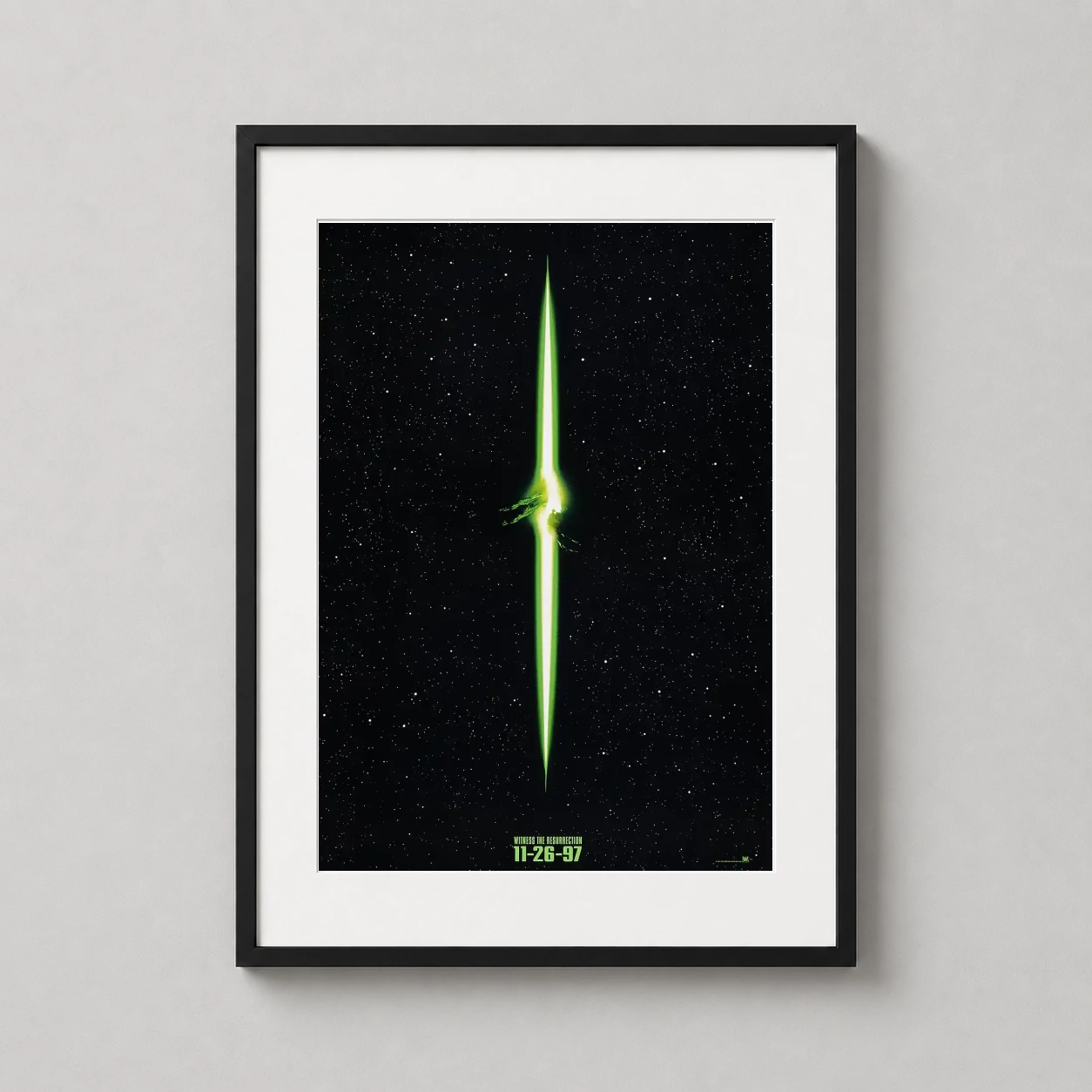 Alien Resurrection Minimalist Green — minimalist Alien Resurrection poster featuring a vertical green light