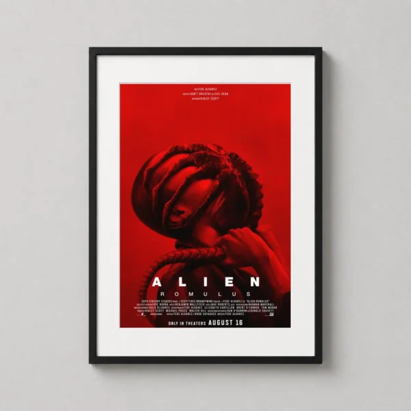 Alien Romulus Facehugger Horror, Monochromatic Red Movie Poster
