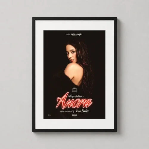 Anora 2024 Mikey Madison Neon Script Movie Poster