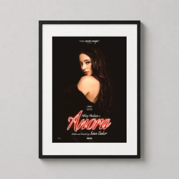 Anora 2024 Mikey Madison Neon Script Movie Poster