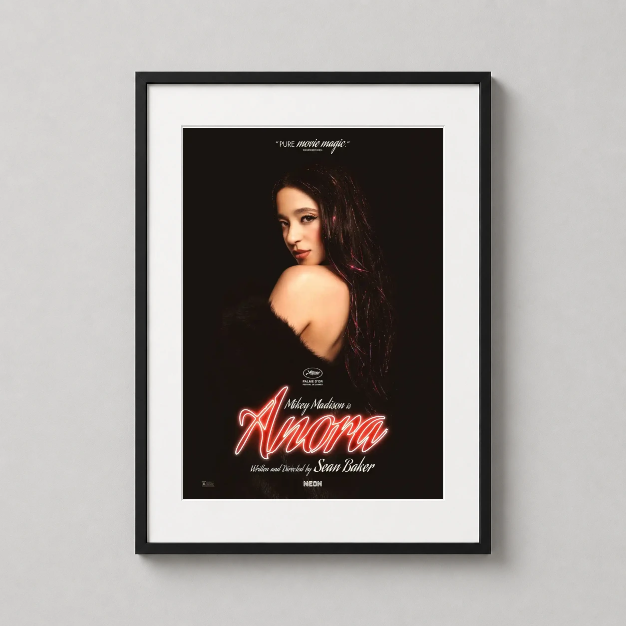 Anora 2024 Mikey Madison — dramatic portrait of Mikey Madison for the film Anora, featuring