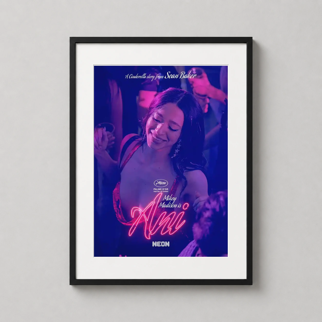Anora Mikey Madison Neon — vibrant neon club scene featuring Mikey Madison in the award-winning