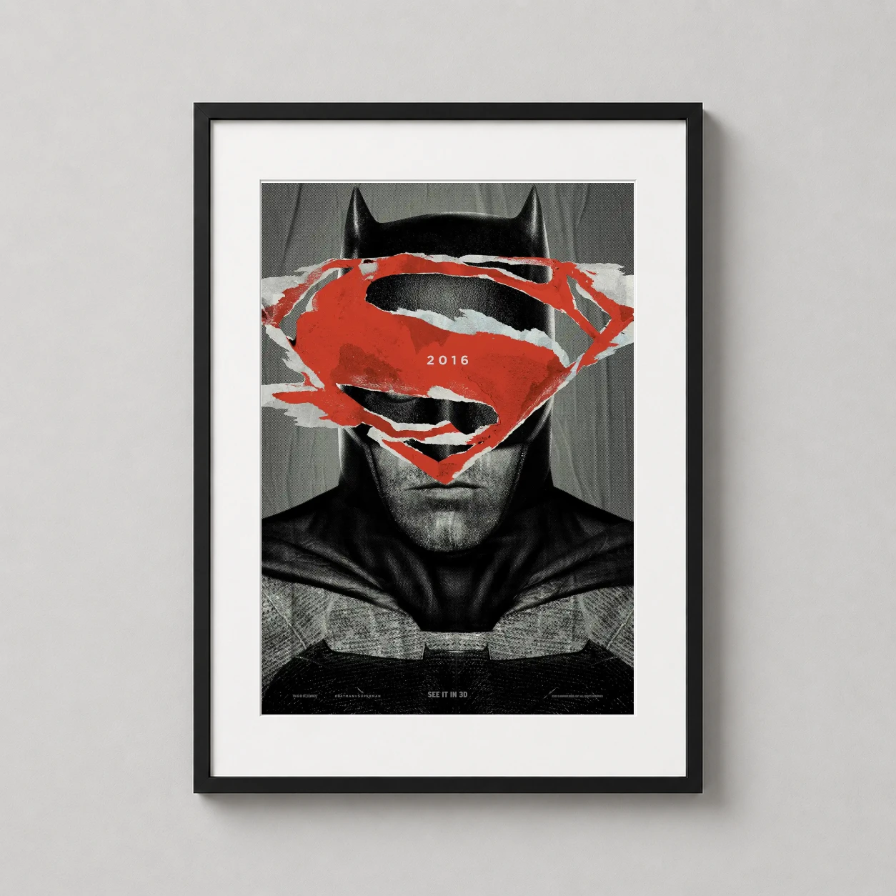 Batman V Superman — batman v Superman Ripped Logo Poster Movie Art Print brings heroic DC