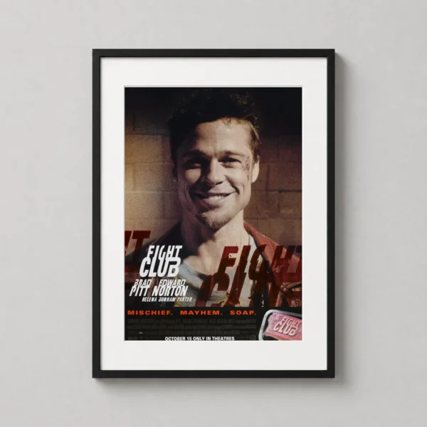 Fight Club Tyler Durden Smiling Brad Pitt Movie Art Movie Poster