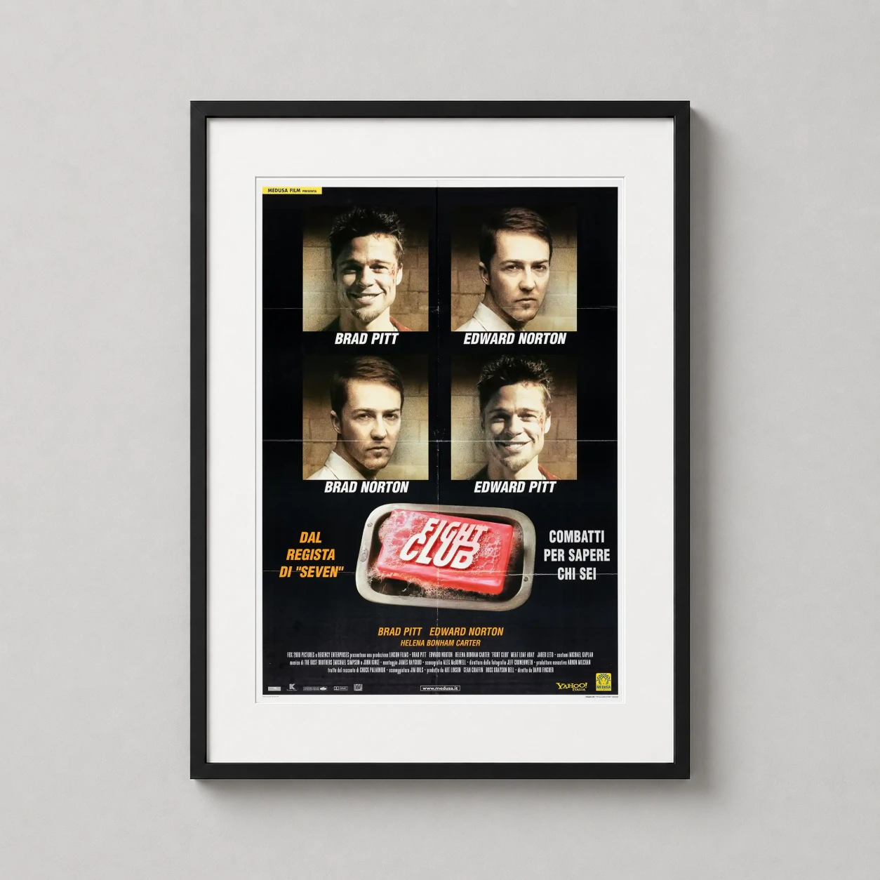 Fight Club Italian Split — fight Club Italian Movie Poster Split Portrait Soap Art brings