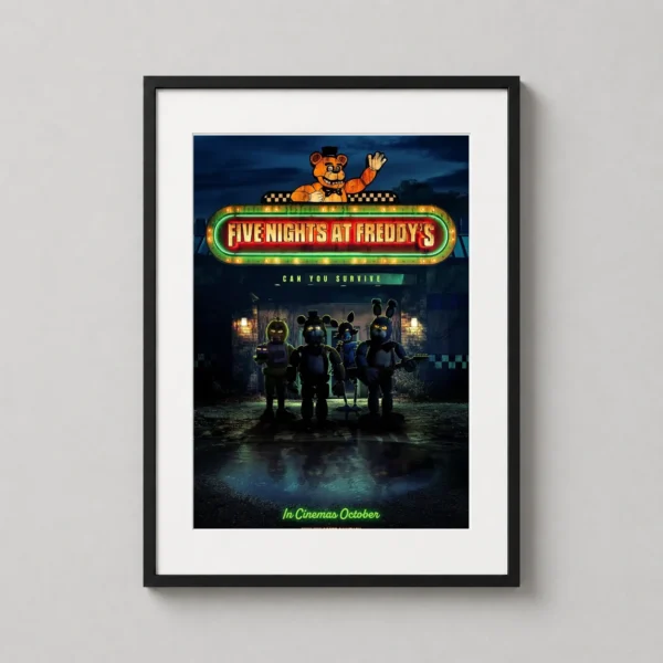 Five Nights at Freddy's Freddy Fazbear Neon Art Movie Poster
