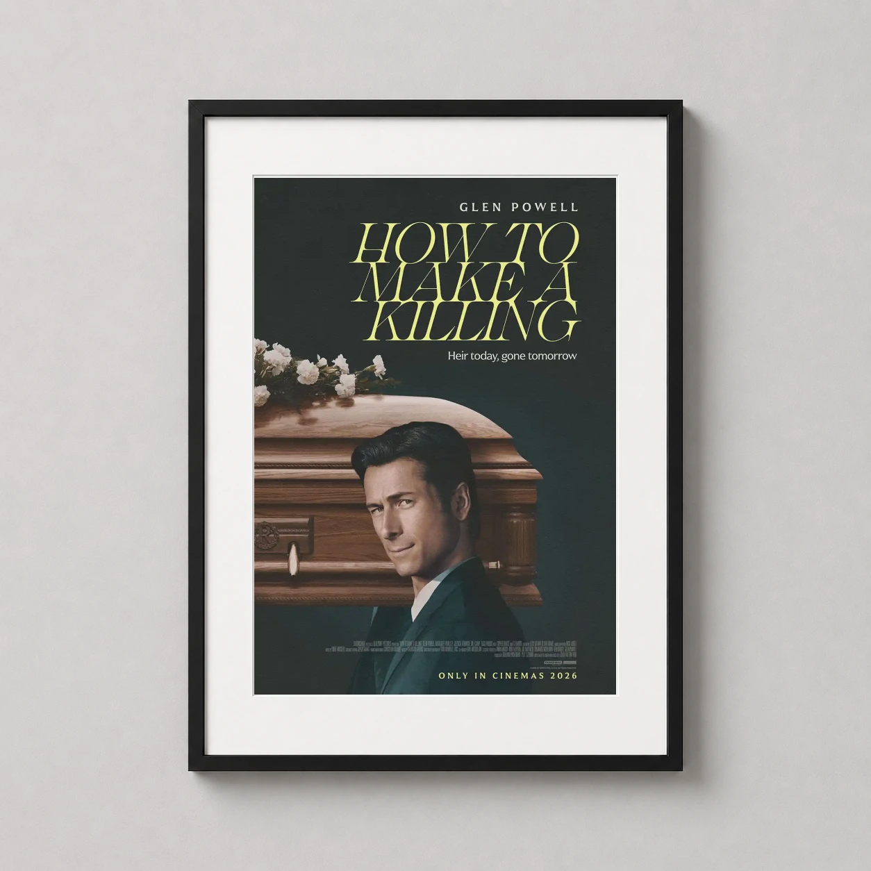 How Make Killing Glen — glen Powell stars in this dark comedy poster, featuring the actor in a