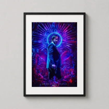 John Wick: Chapter 3 Parabellum | Movie Poster | Neon Halo Shrine Art Print framed wall art mockup
