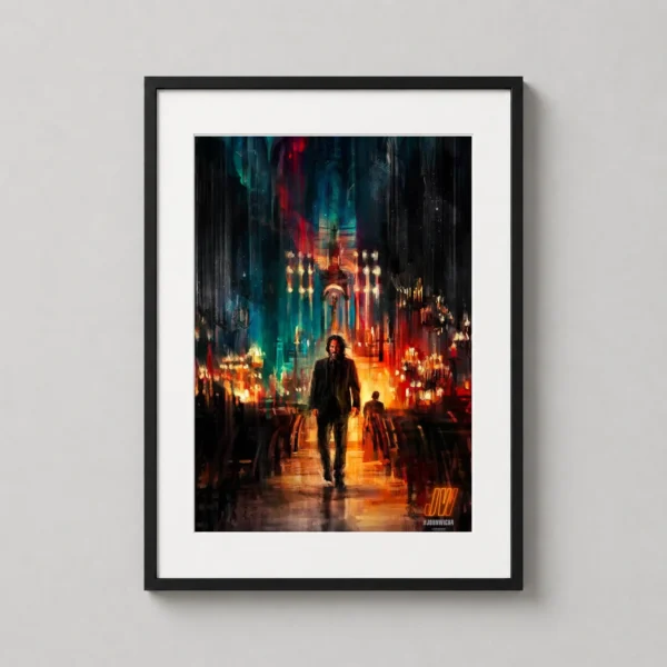 John Wick Chapter 4 Cathedral Neon Impressionist Movie Poster