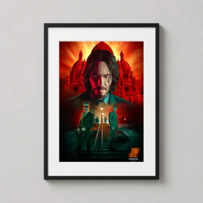 John Wick: Chapter 4 | Movie Poster | Dramatic Sacré-Cœur Art Print framed wall art mockup