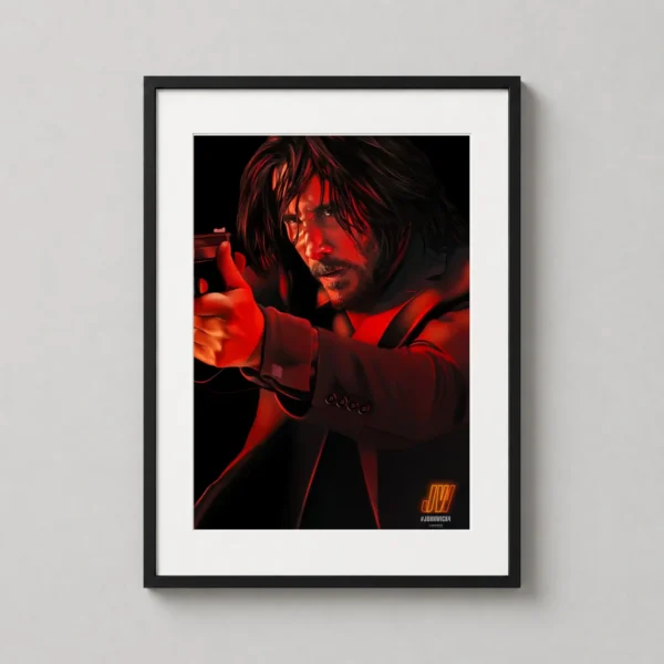 John Wick Chapter 4 Neon Red Action Movie Illustration Movie Poster