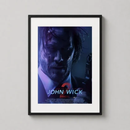 John Wick: Chapter 2 | Movie Poster | Intense Keanu Reeves Portrait Art framed wall art mockup