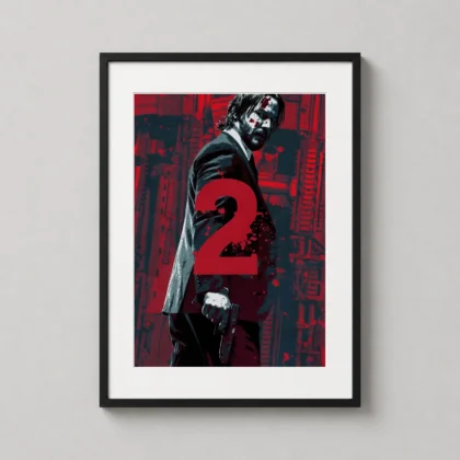 John Wick Chapter 2 – Bloody Red Neo-Noir wall print with shadow-rich film style by MerchFuse