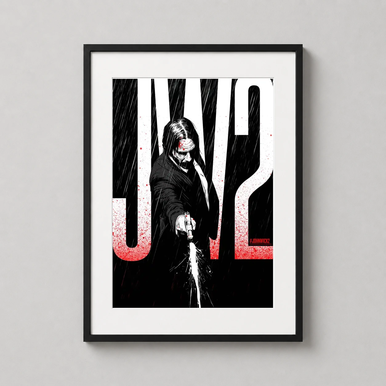 John Wick Chapter 2 — high-contrast black and white John Wick Chapter 2 artwork featuring a