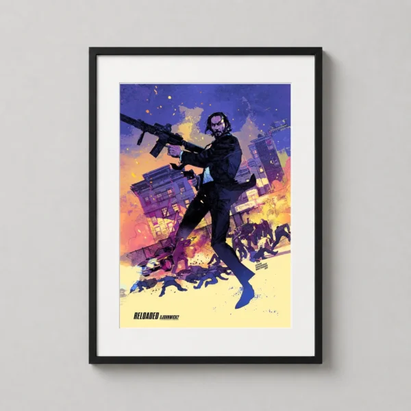 John Wick Chapter 2 Neon Illustration Action Movie Poster