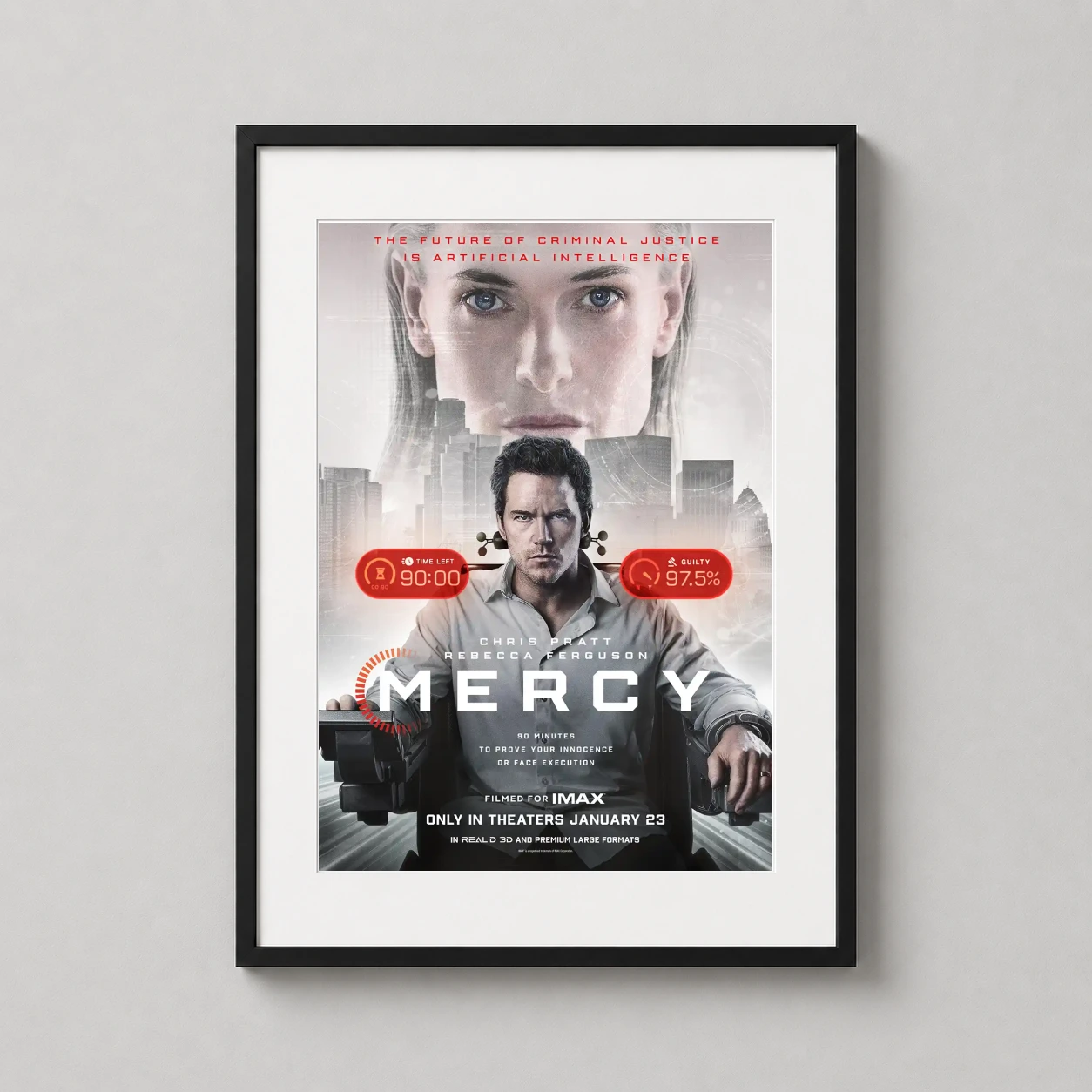 Mercy — mercy Chris Pratt Movie Poster Dystopian Sci-Fi Wall Art brings