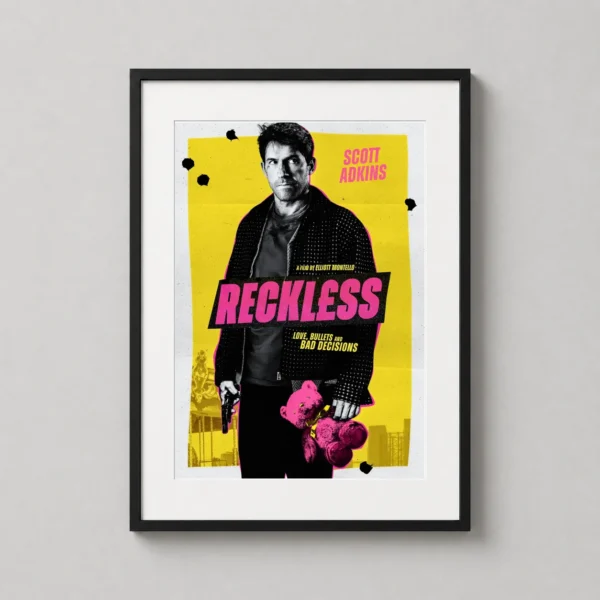 Reckless Scott Adkins Movie Poster Neon Pink Teddy Bear