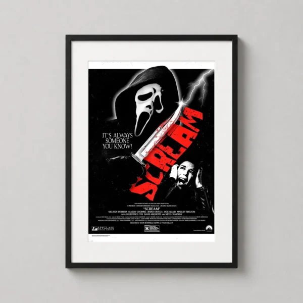 Scream 2022 Ghostface Slashing Knife Horror Movie Poster