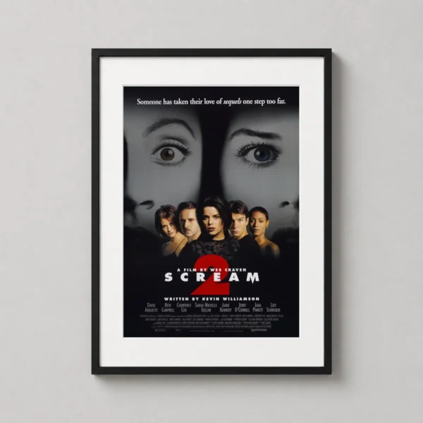 Scream 2 1997 Cast and Iconic Eyes Horror Movie Poster