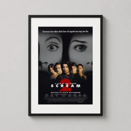 Scream 2 Horror Cast and Iconic Eyes Movie Poster