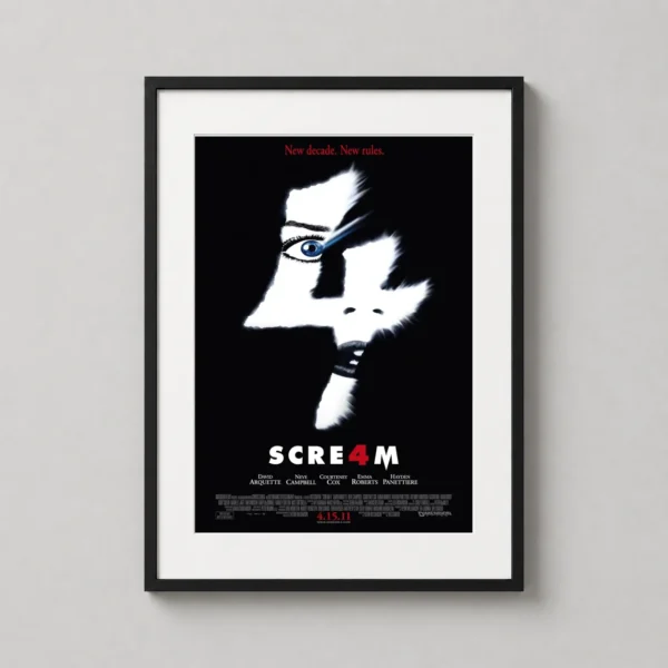 Scream 4 Stylized Black and White Horror Movie Poster