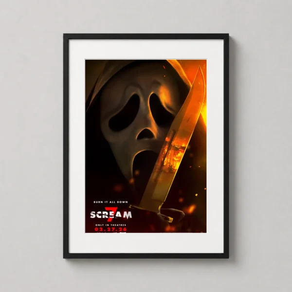 Scream 7 Ghostface Fire Reflection Horror Movie Poster