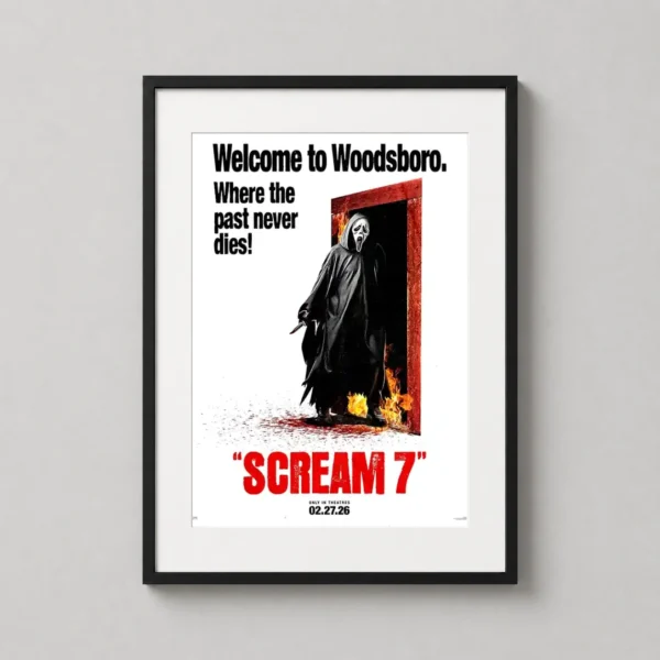 Scream 7 Ghostface Burning Doorway Horror Movie Poster