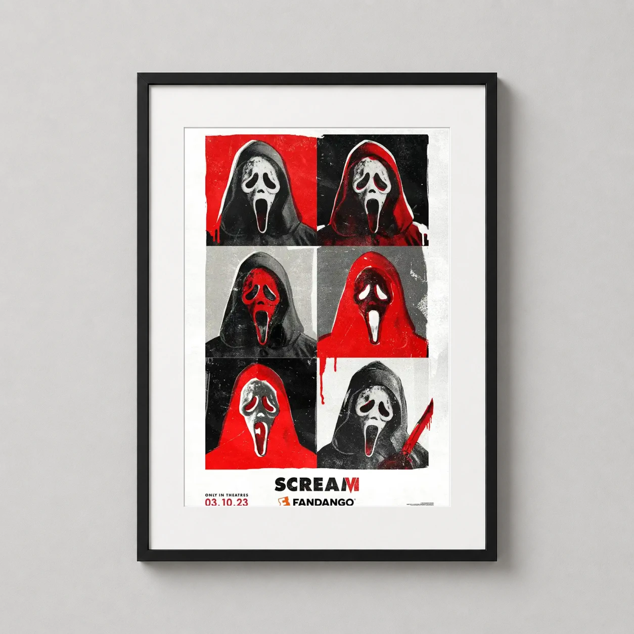 Scream Vi Ghostface Collage — multi-panel Ghostface collage featuring red, black, and white
