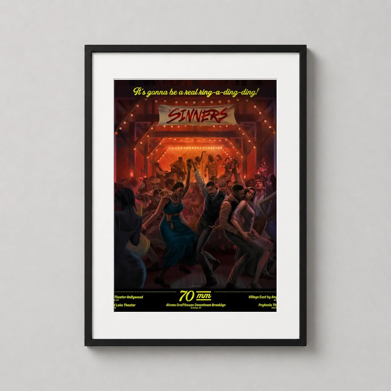 Sinners 2025 Juke Joint — energetic 2025 Sinners movie art print featuring a vibrant juke joint