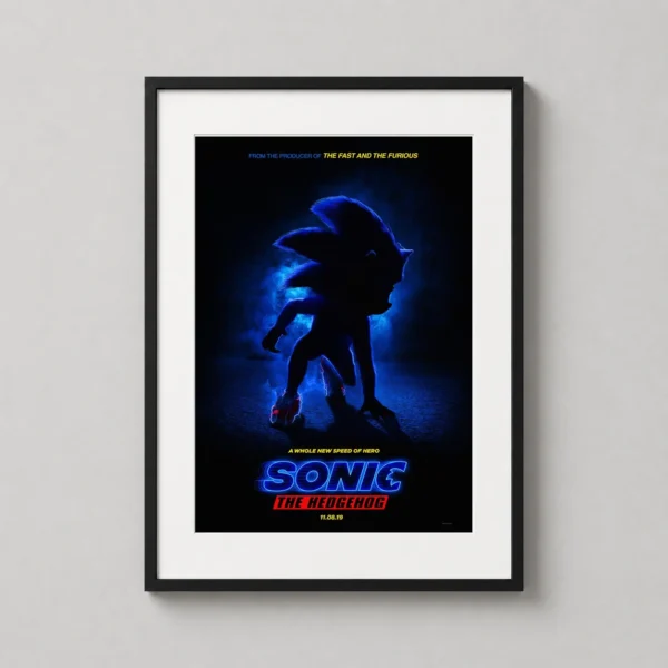 Sonic the Hedgehog Blue Speed Silhouette Movie Poster
