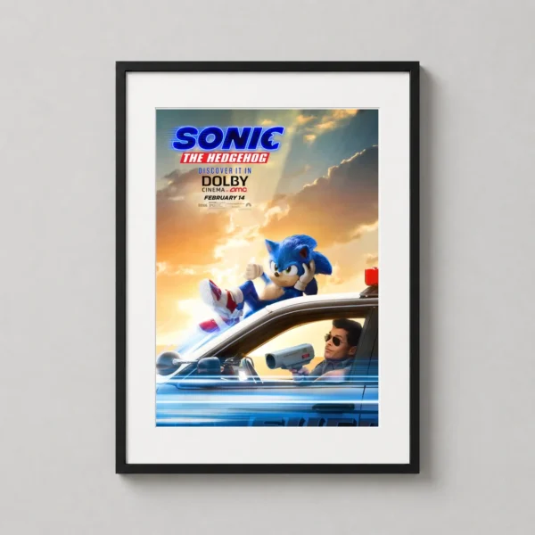 Sonic the Hedgehog Speeding Police Car Movie Poster