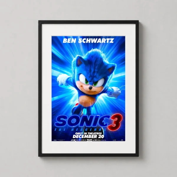 Sonic the Hedgehog 3 Speed Burst, Cinematic Blue Movie Poster