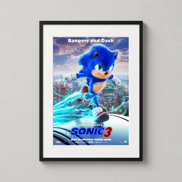 Sonic the Hedgehog 3, Speeding Blue Blur Over London Movie Poster