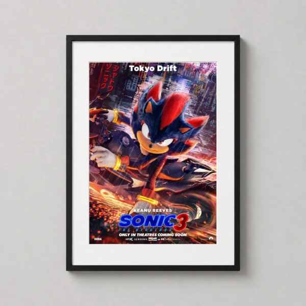 Shadow the Hedgehog Tokyo Drift Sonic 3 Action Movie Poster