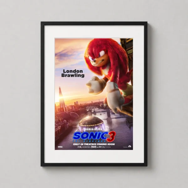 Knuckles London Brawling Sonic the Hedgehog 3 Movie Poster