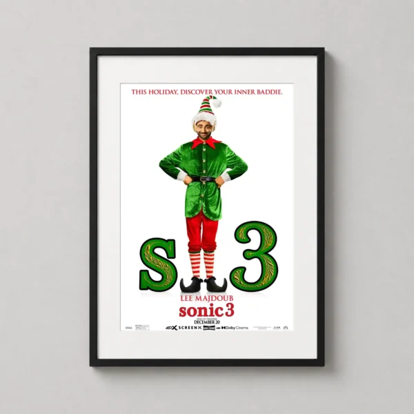 Agent Stone Christmas Elf Sonic the Hedgehog 3 Movie Poster