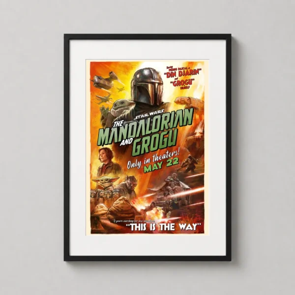 The Mandalorian and Grogu Retro Hand-Painted Movie Poster